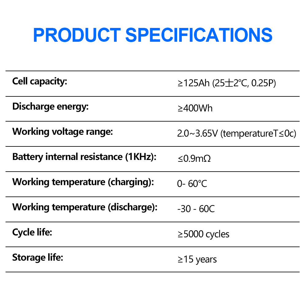 CALB 3.2V 125AH LifePO4 Lithium Rechargeable Solar EV Battery