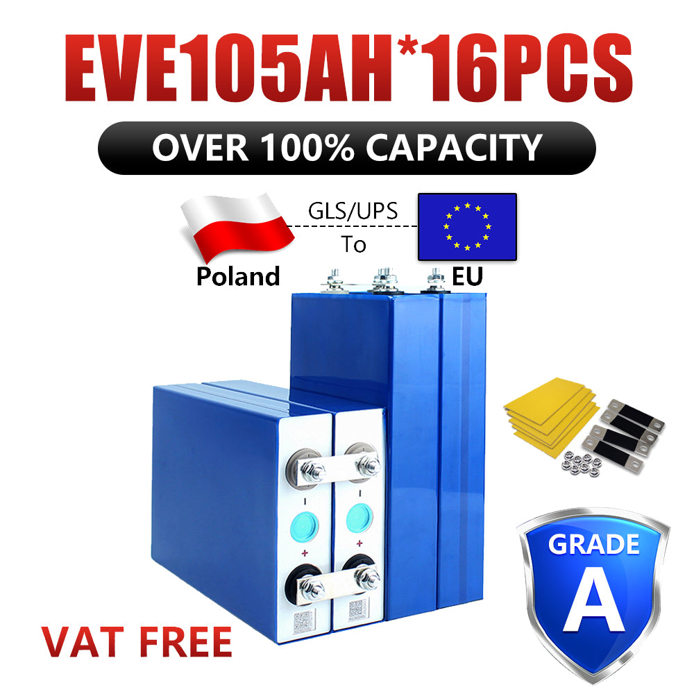 Grade A EVE105AH LifePO4 Battery 12V 24V 48V Lithium Battery EU Stock