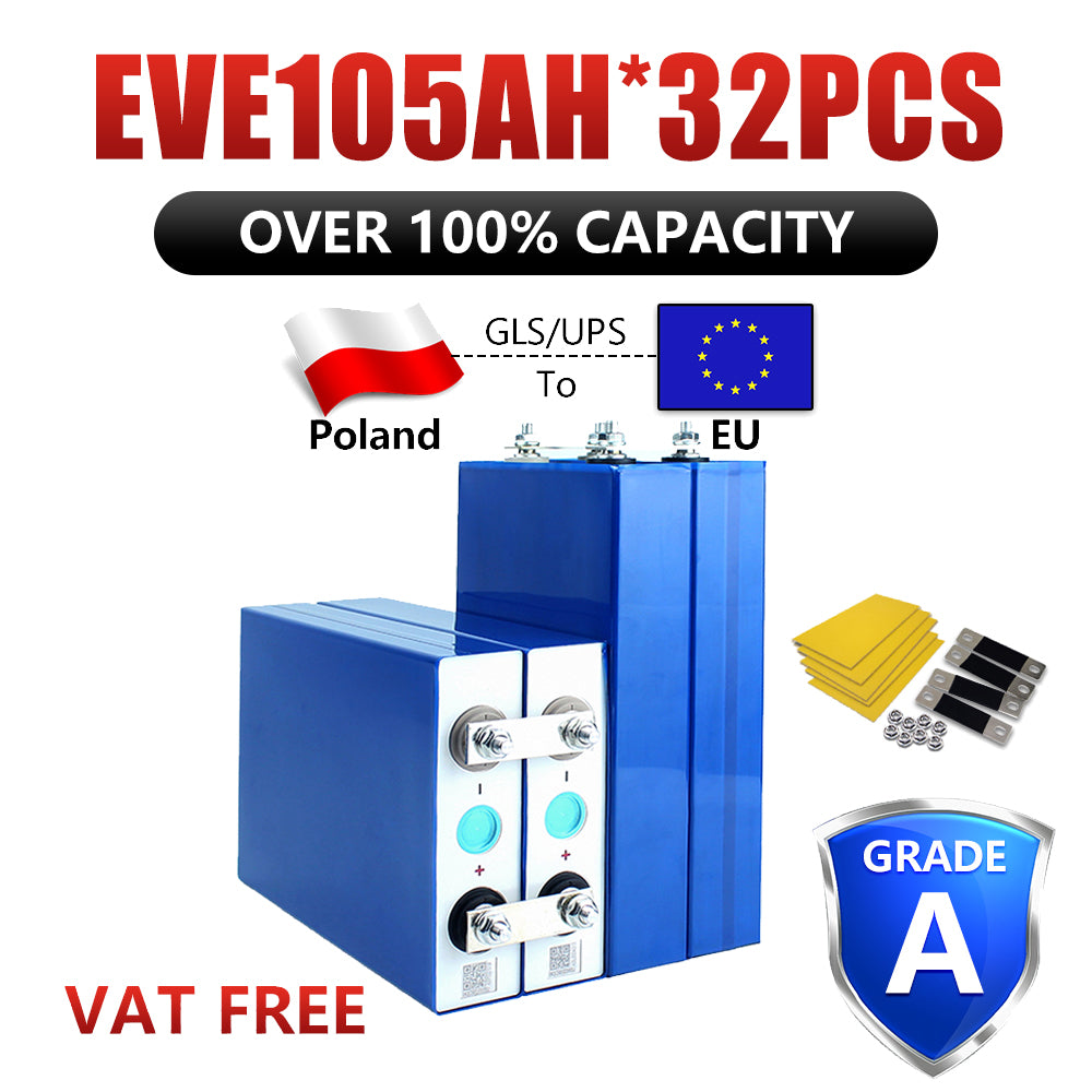 Grade A EVE105AH LifePO4 Battery 12V 24V 48V Lithium Battery EU Stock
