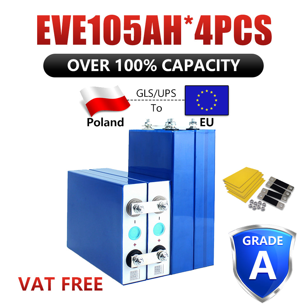 Grade A EVE105AH LifePO4 Battery 12V 24V 48V Lithium Battery EU Stock