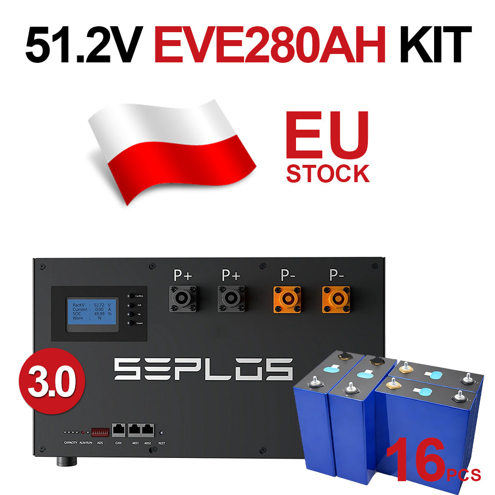 Seplos 3.0 51.2V314AH DIY Battery Kit Grade A EVE314AH LifePO4 Battery EU Stock