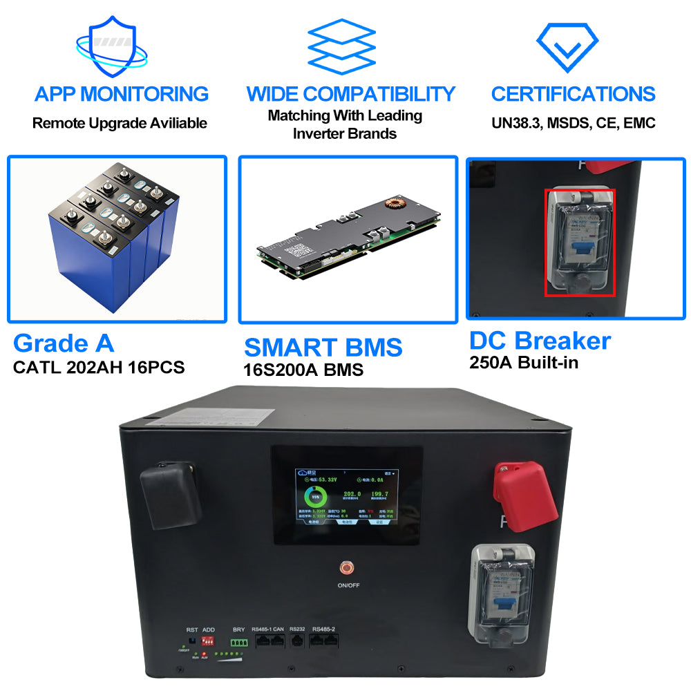 10kWh Pre-assembly 51.2V 200AH  Battery Pack EU Stock