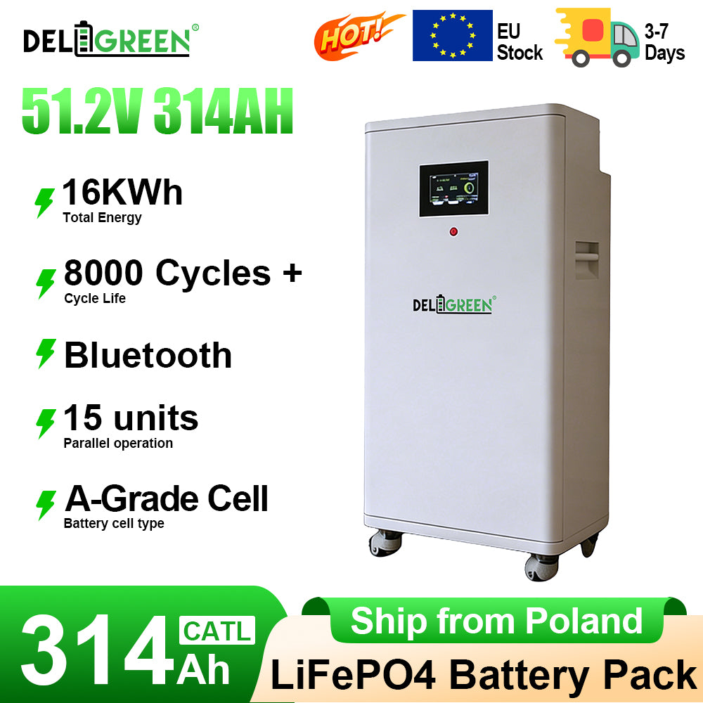 EU Stock 16kWh Complete 51.2V 314AH LiFePO4 Battery Pack with CATL 314AH