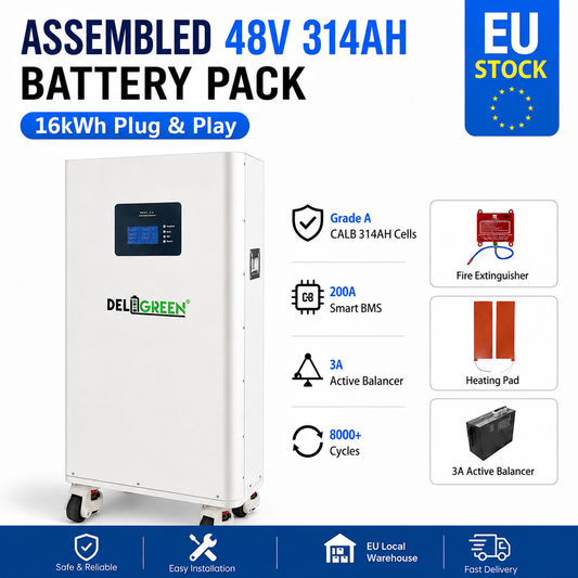 51.2V314AH 16kWh Solar Battery Built-In Heating Pad 250A Circuit Breaker Fire Extinguisher