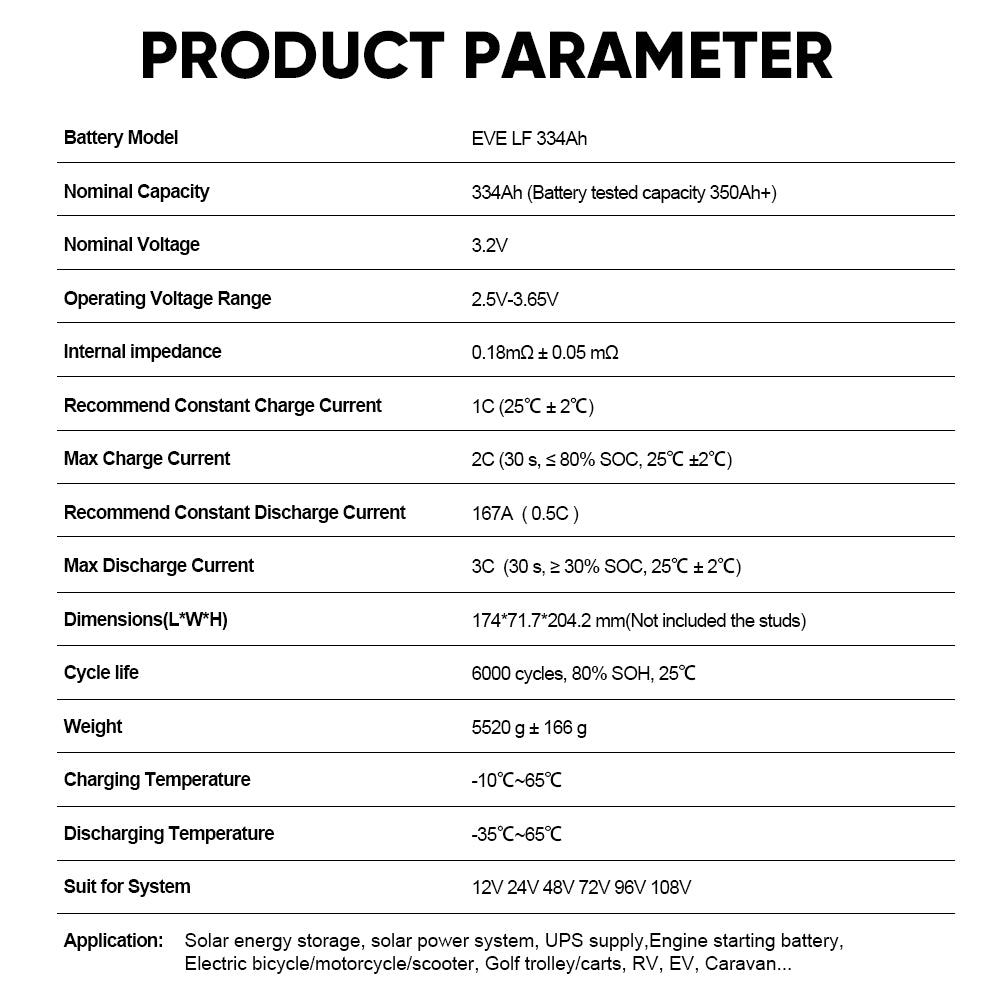 2026 New EVE334AH Grade A LifePO4 Battery EU Stock