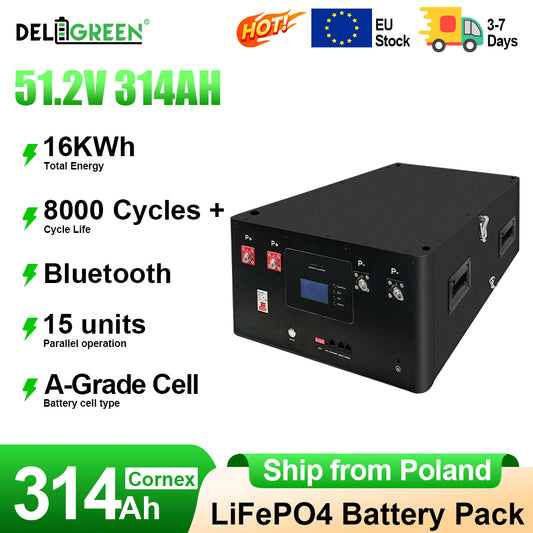 Deligreen 16kWh Lithium Ion Completely Battery Pack 51.2V 314AH LiFePO4 Battery