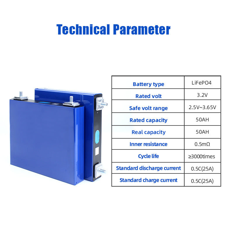 50AH LifePO4 Battery 3.2V Rated Lithium