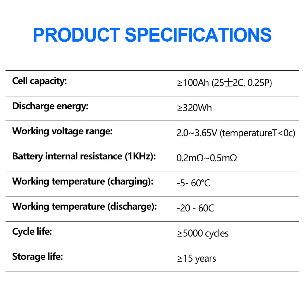 100AH LifePO4 Battery 3.2V Lithium Battery For Solar