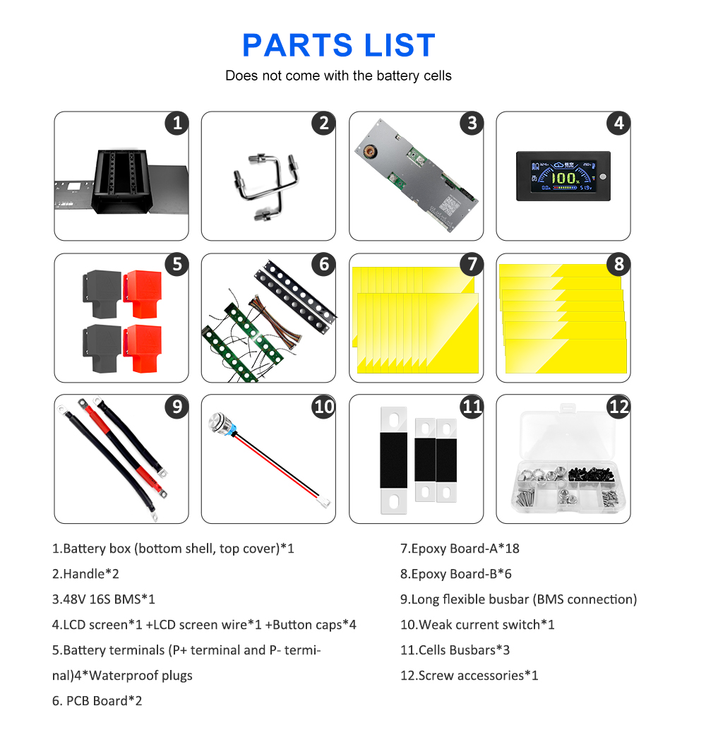 EU Shipping 48V105AH DIY KIT With Grade A EVE105AH LifePO4 Battery