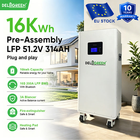 EU Stock 16kWh LiFePO4 Battery 51.2V314AH Built-In Heating Pad Fire Extinguisher For Home Energy Storage