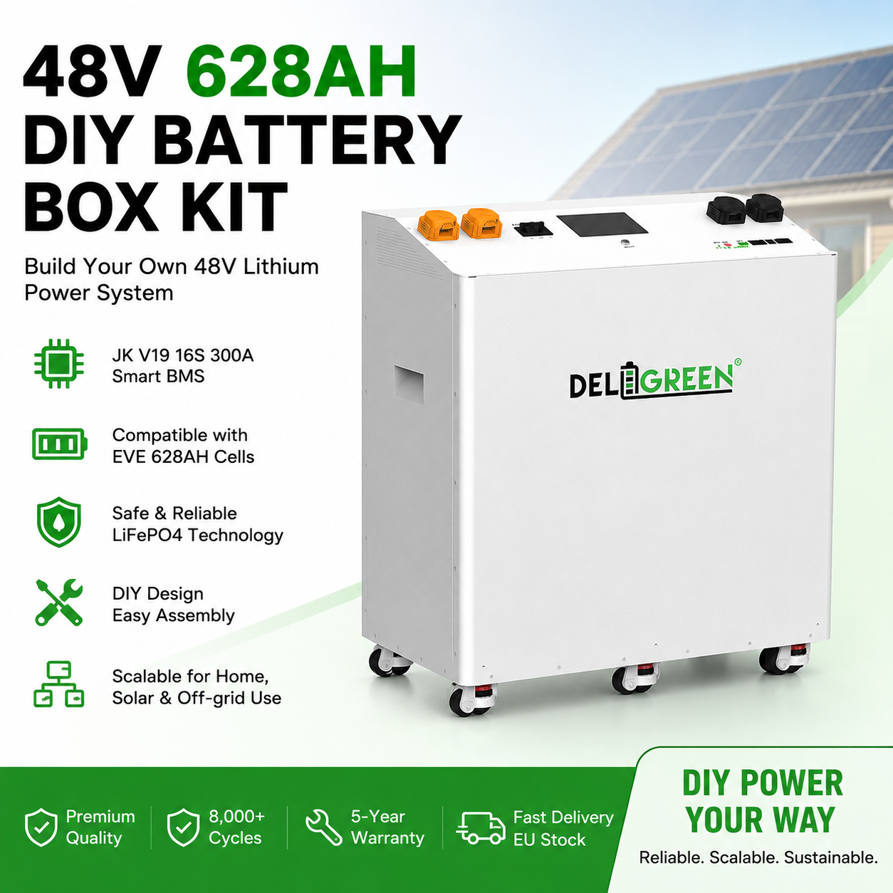 32kWh 48V 628Ah DIY Battery Box Kit | For EVE 628Ah Cells EU Stock