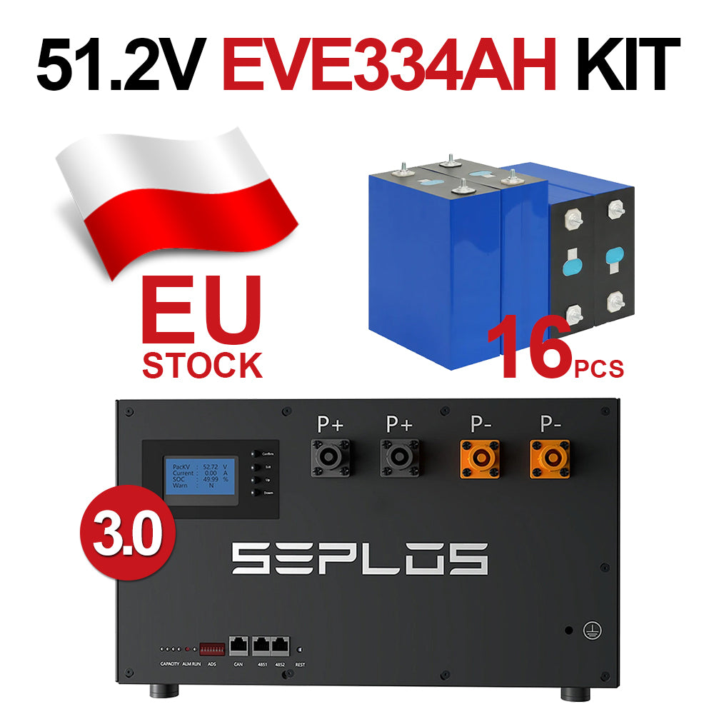 Seplos 3.0 51.2V314AH DIY Battery Kit Grade A EVE314AH LifePO4 Battery EU Stock