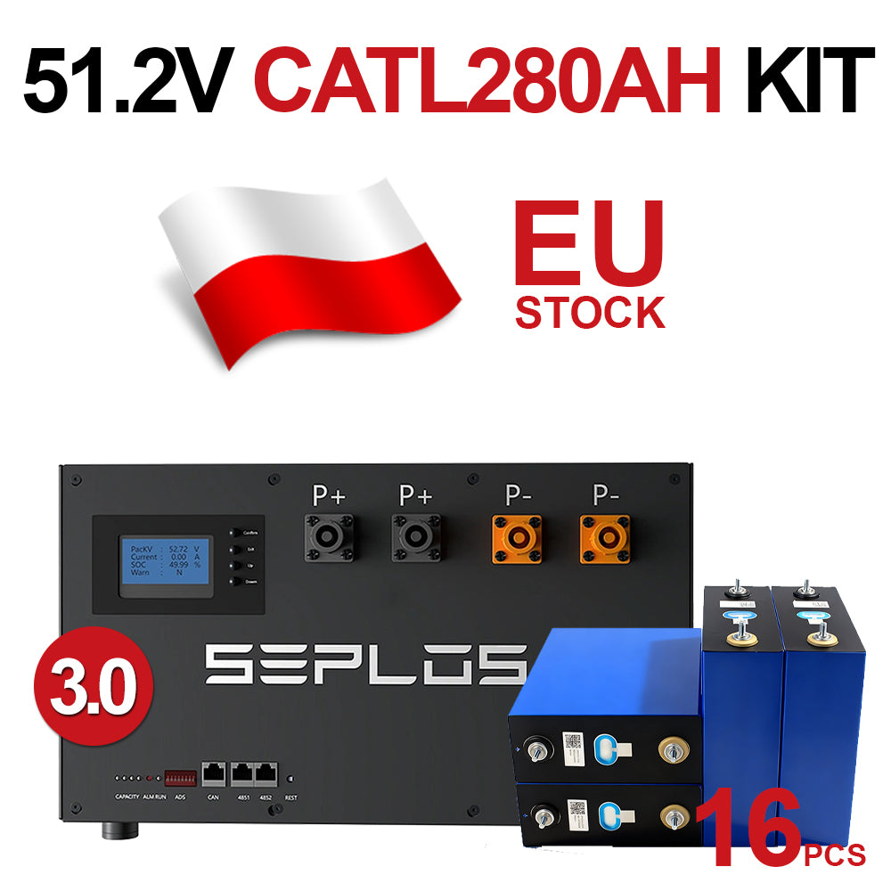 Seplos 3.0 51.2V314AH DIY Battery Kit Grade A EVE314AH LifePO4 Battery EU Stock