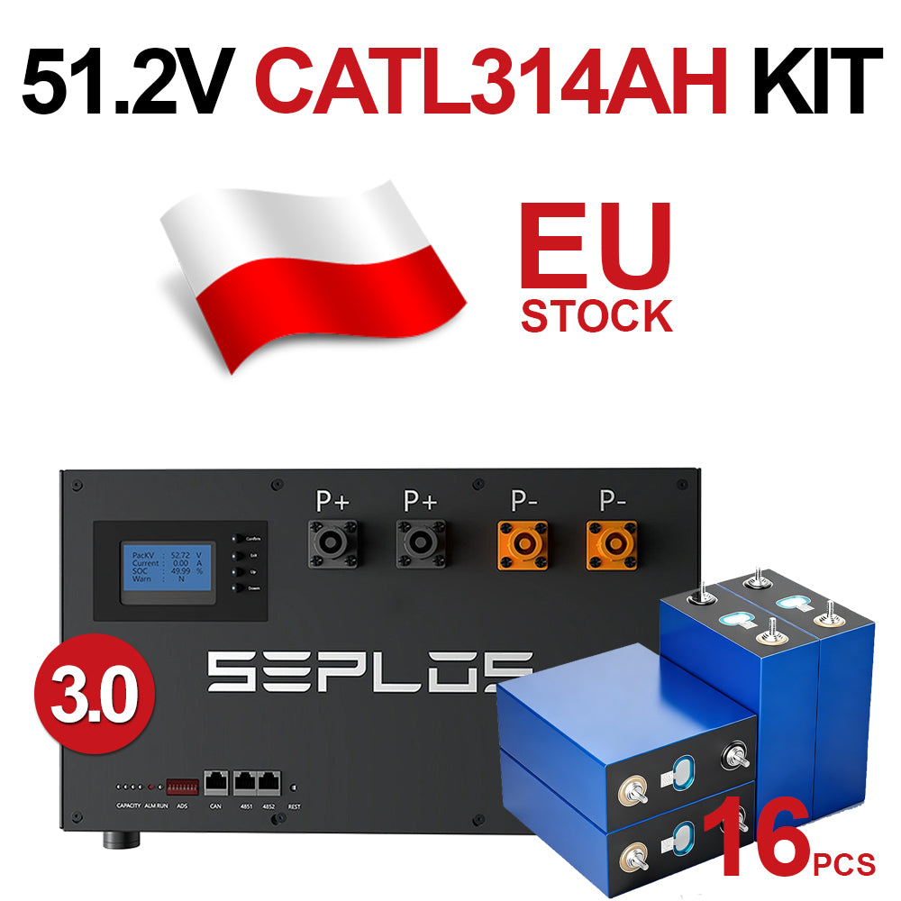 Seplos 3.0 51.2V314AH DIY Battery Kit Grade A EVE314AH LifePO4 Battery EU Stock
