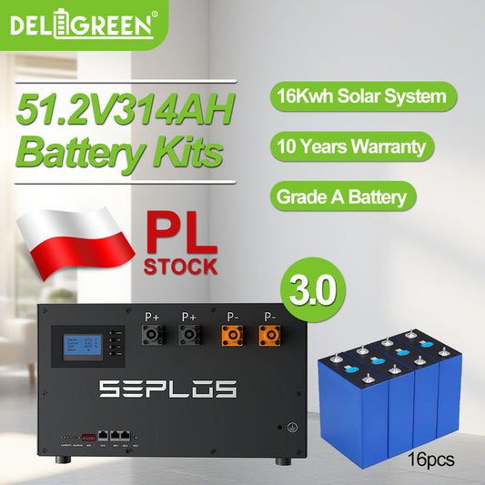Seplos 3.0 51.2V314AH DIY Battery Kit Grade A EVE314AH LifePO4 Battery EU Stock